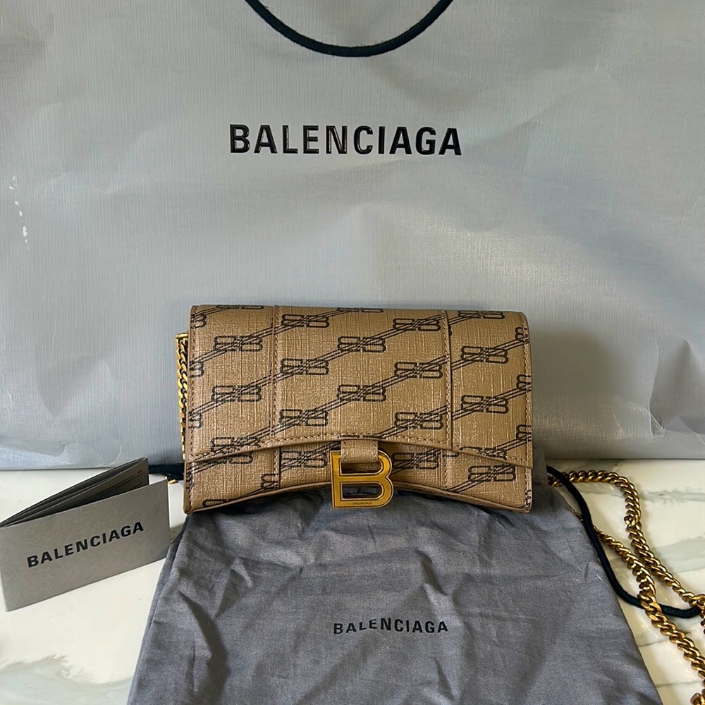 Balenciaga Tan Monogram Crossbody Bag